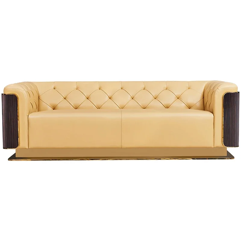 

New Model Pull Button Genuine Leather Couch Living Room Sofa Sets Furniture Chesterfield Luxury Leather Sofas