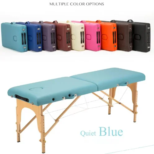 Beauty Bed Portable Adjustable Spa Bed Wooden Triple Folding Massage Chair Multiple Colors Available Padded Foam Inside