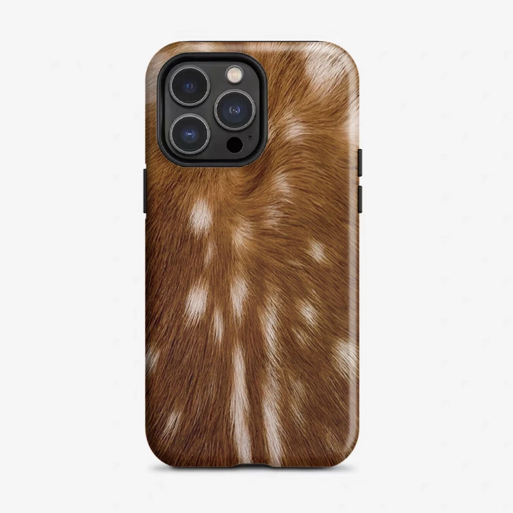 

Retro Fashion Brown Fur Pattern Phone Case for iPhone 16 15 14 13 12 11 Pro Max Plus Luxury Magnetic Double-layer Back Cover