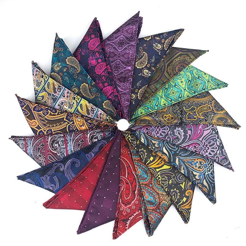 Paisley Blue Pocket Squares ผ้าเช็ดหน้าสำหรับผู้ชาย Floral หน้าอกผ้าพันคอผ้าไหมผ้าเช็ดหน้าผ้าเช็ดหน้า Man ชุดอุปกรณ์เสริม