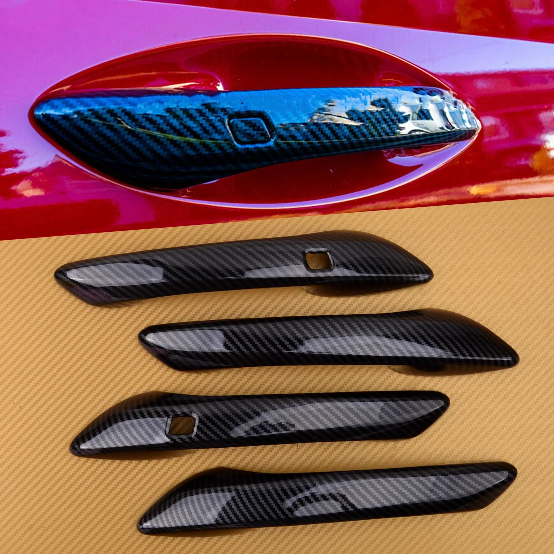 

4pcs/set Carbon Fiber Texture Car Door Handle Panel Cover Trim fit for Hyundai Sonata DN8 2020 Styling