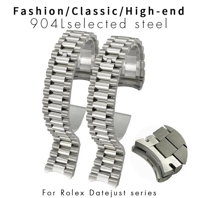 

PCAVO High Quality 904L Solid Stainless Steel Watchband 21mm for Rolex Strap 41mm oyster perpetual Datejust Silver Metal Watch