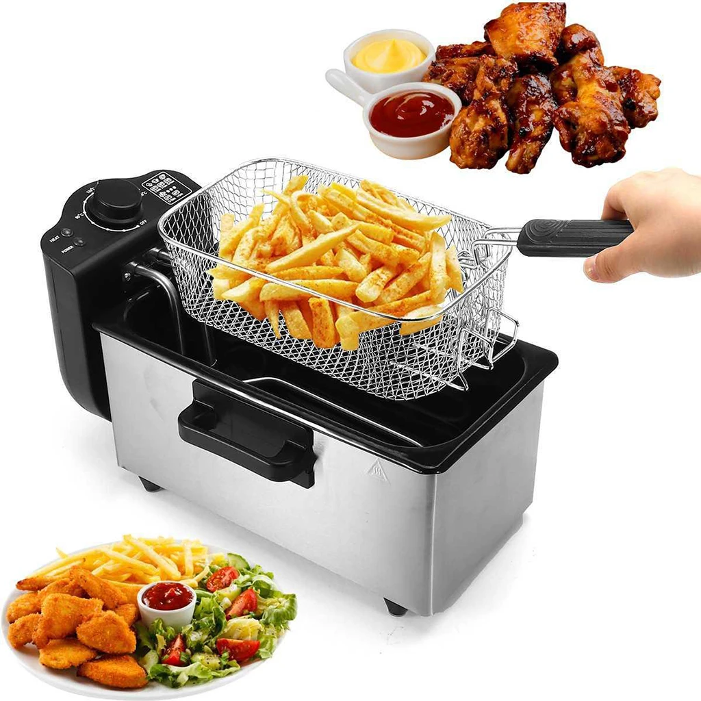 2000 Watt Stainless Steel Triple Basket Electric Deep Fryer Household commercial fryer machine fried skewers European regulation