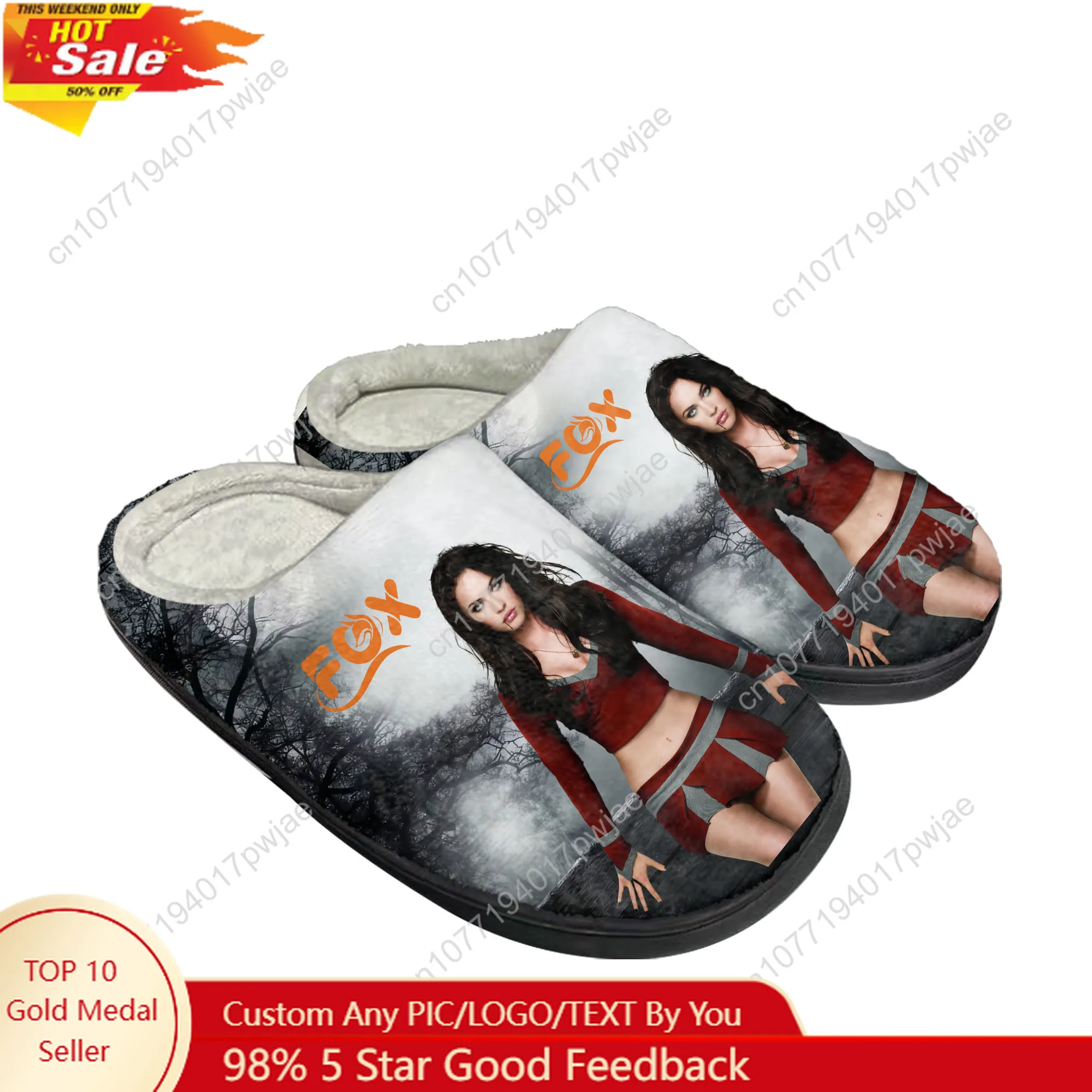 

Megan Fox Actor Singer Home Cotton Custom Slippers Mens Womens Plush Bedroom Casual Keep Warm Shoes Thermal Slipper Custom Shoes