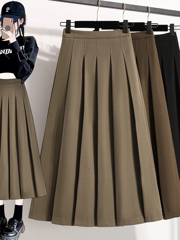 

ay Woolen A-Line Skirt Women's Autumn Winter Drapey Suit Skirts High Waist Commute Sle Umbrella Skirt Polyester Fiber