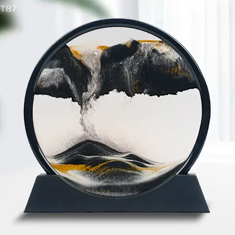 Office Home Decor 3D Extract Hourglass Quicksand Moving Sand Art Picture Round Glass Deep Sea Sandscape Craft Flowing Painting