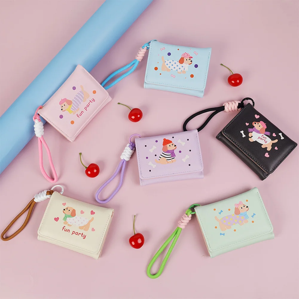 Cute Cartoon Dog Print Wallet For Women Fashion PU Leather Short Card Holder Purse Small Money Bag Coin Pocket Compact Clutch