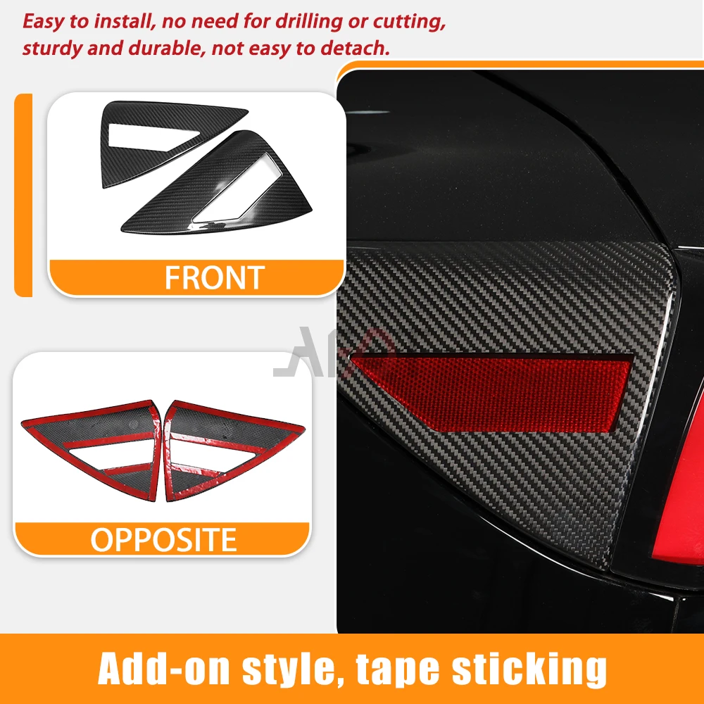 AFDT 2Pcs Carbon Fiber Exterior Car Rear Charging Port Panel Cover Trim Accessories For Tesla Model 3 Highland 2023 2024