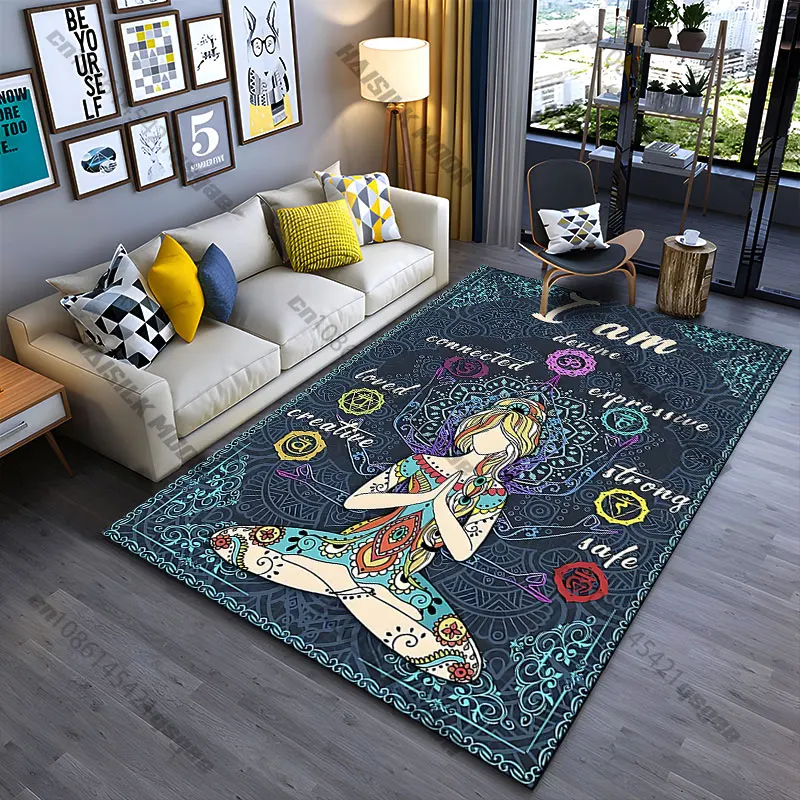 Tapis de yoga pour la paix intérieure, la pleine conscience et l'auto-motivation spirituelle, décoration de salon, tapis d'éveil pour enfants, paillasson, tapis de zone