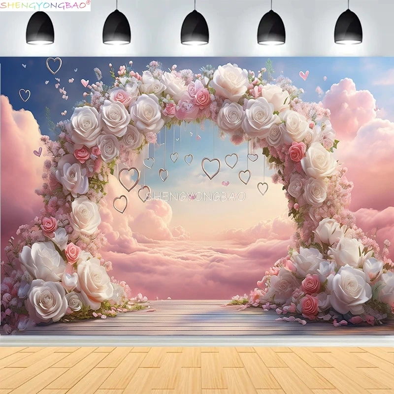 Boho Dreamy Romantic Wedding Ceremony Photography Backdrops Birthday Party Elegant Floral Fantasy Castle Photo Background HS-04