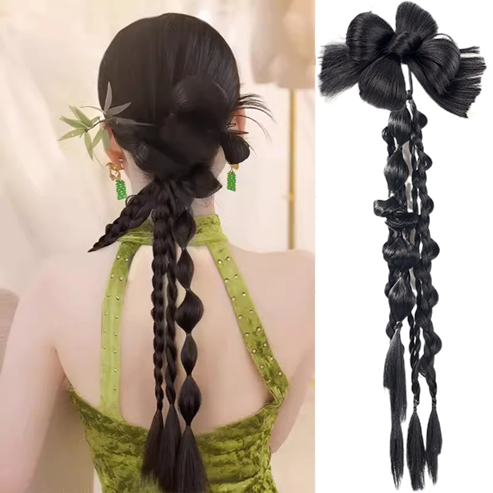 EASTSECRET-Estilo Chinês Bola Cabeça Flor Bud Cabeça Hanfu, Peruca Estilo Antigo, Saco de Cabelo, Noiva Bun, Anel de Cabelo, Novo