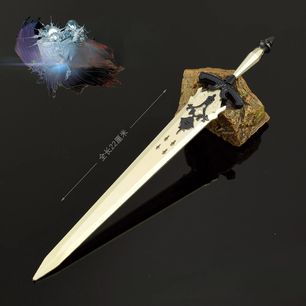 22cm Diamond  Keychain Fantasy Game  Cloud Strife Game Metal Sword  Model Home Ornament Decoration Crafts Toy
