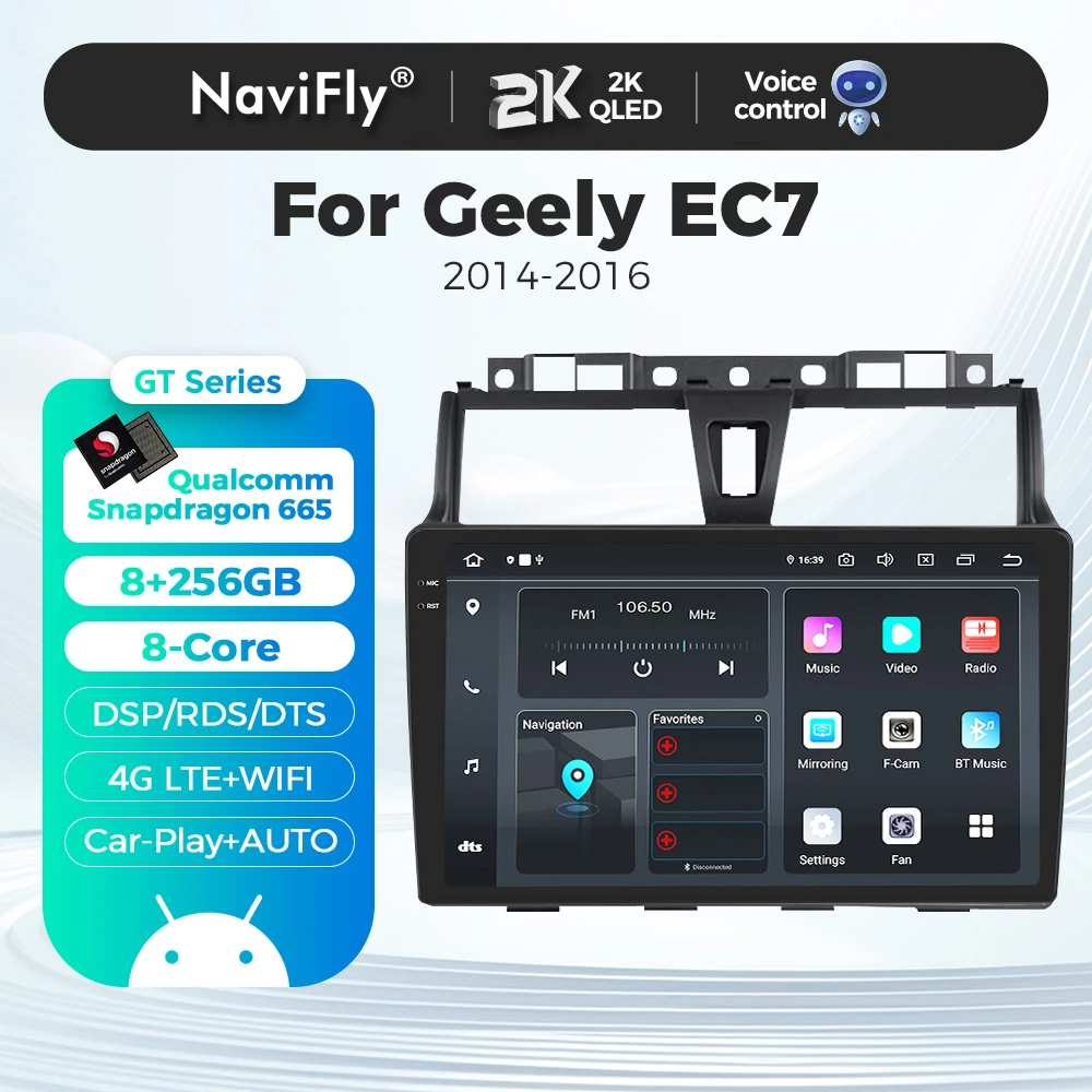 4G 8-Core Android 14 Carplay Car Radio For Geely Emgrand EC7 2014 2015 2016 GPS Navigation Multimedia Player Autoradio Stereo