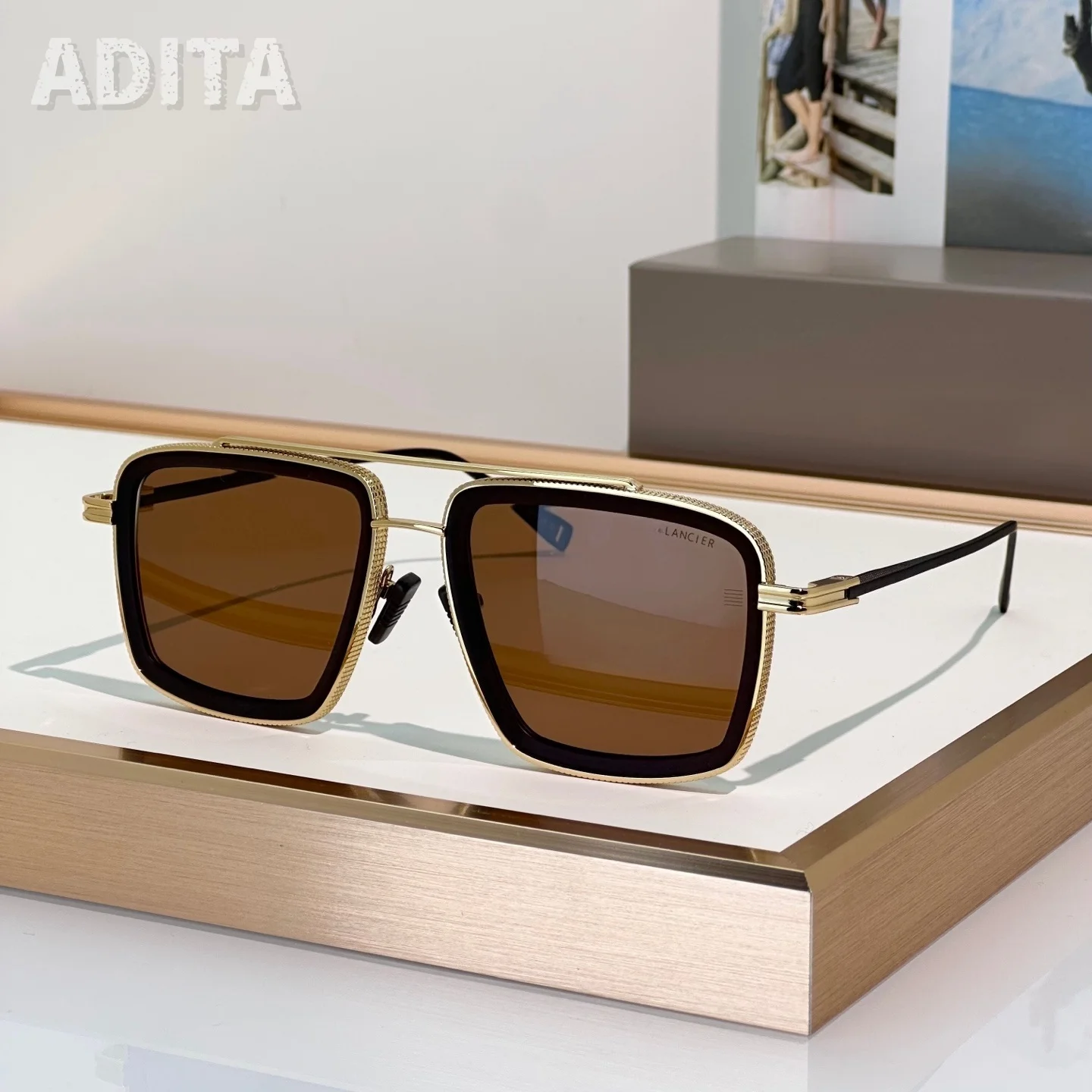 

ADITA LSA422 Top Quality Mens Sunglasses for Women Classic Punk Luxury Acetate Titanium Designer Sunglasses with box