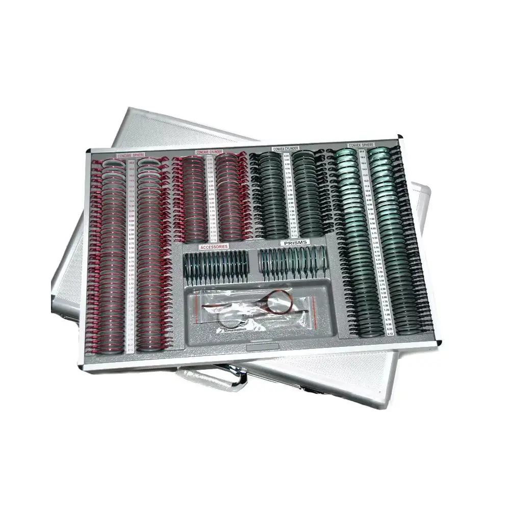 Trial Lens Case Set Optometry Instrument with Color 232 Metal Rim Optics Instruments Set Aluminum Box Trial Lens for Hospital