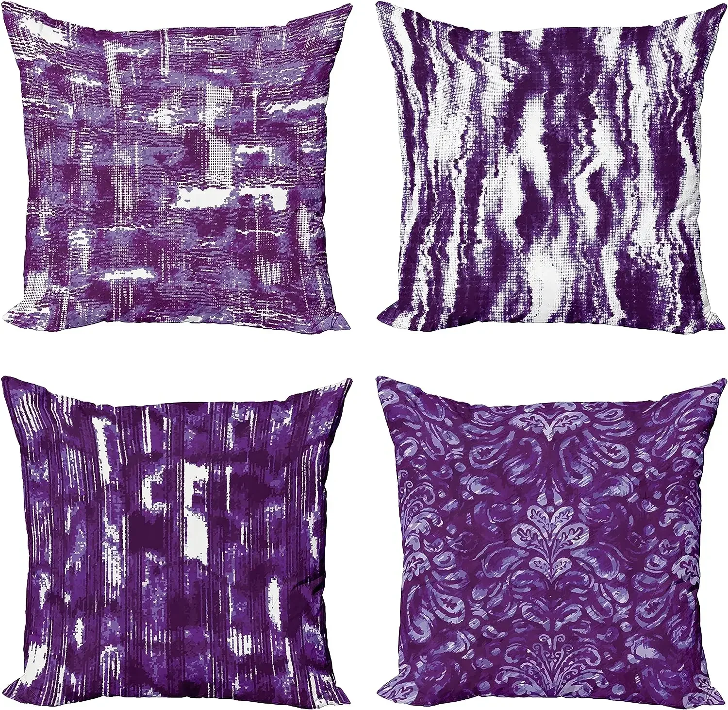 Retro Pillow Cover, Abstract Effect Stripe Modern Single-Sided Digital Printing Cushion Cover, Blue and Purple 45x45 pillow case