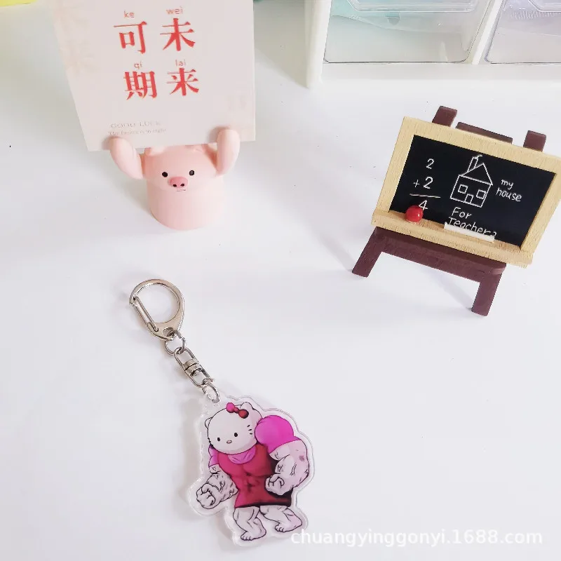 Sanrio New Funny Fatty Sanrio Keychain Hello Kitty Mymelody Kuromi Cinnamoroll Anime Figures Cartoon Bag Pendant Toys Gifts