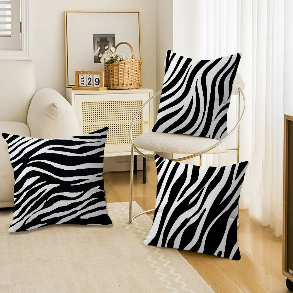 Black White Print Zebra Cushion Cover Car Throw Pillow Case For Sofa Car Christmas Gift 40x40cm 45x45cm