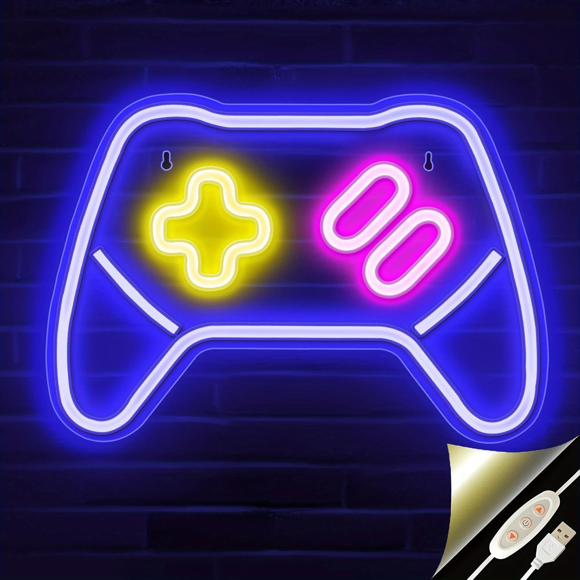 

Gamer Neon Wall Decor Game Controller Neon Sign for Game Boy Room Decor USB Powered Dimmable Gamepad Shape LED Bedroom Teen Gift