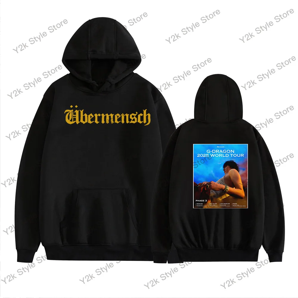 Gdragon kpop Ubermensch 2025 World Tour in US Fans Support Hoodies Men's sweatshirt Y2K hoodies for woman Hip Hop Pullover Tops