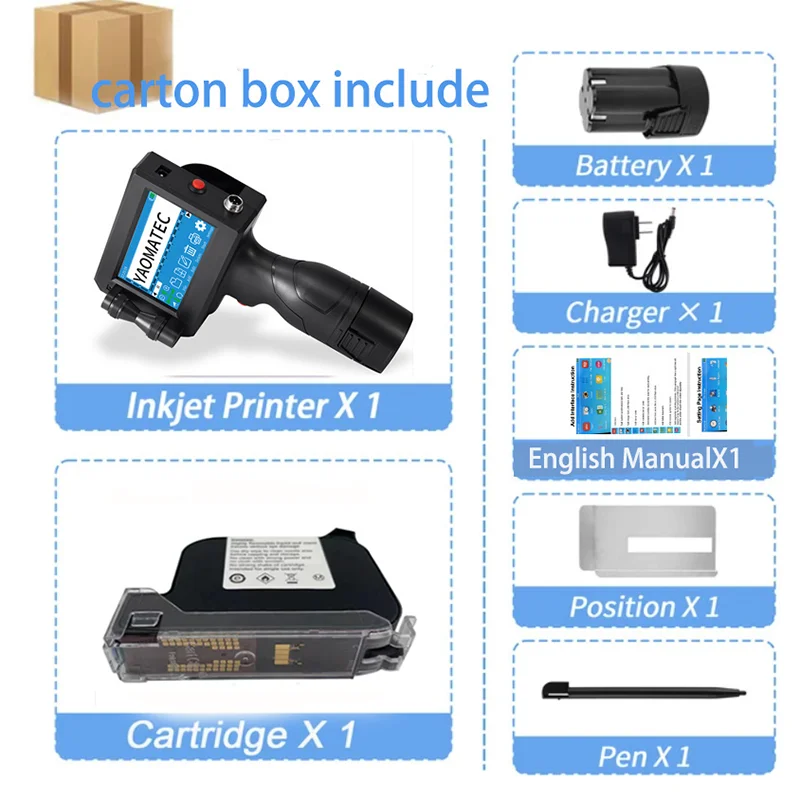 Include cartridge: S1730 12.7MM printing gun batch coding machine logo code printer expiry date portable handheld inkjet printer