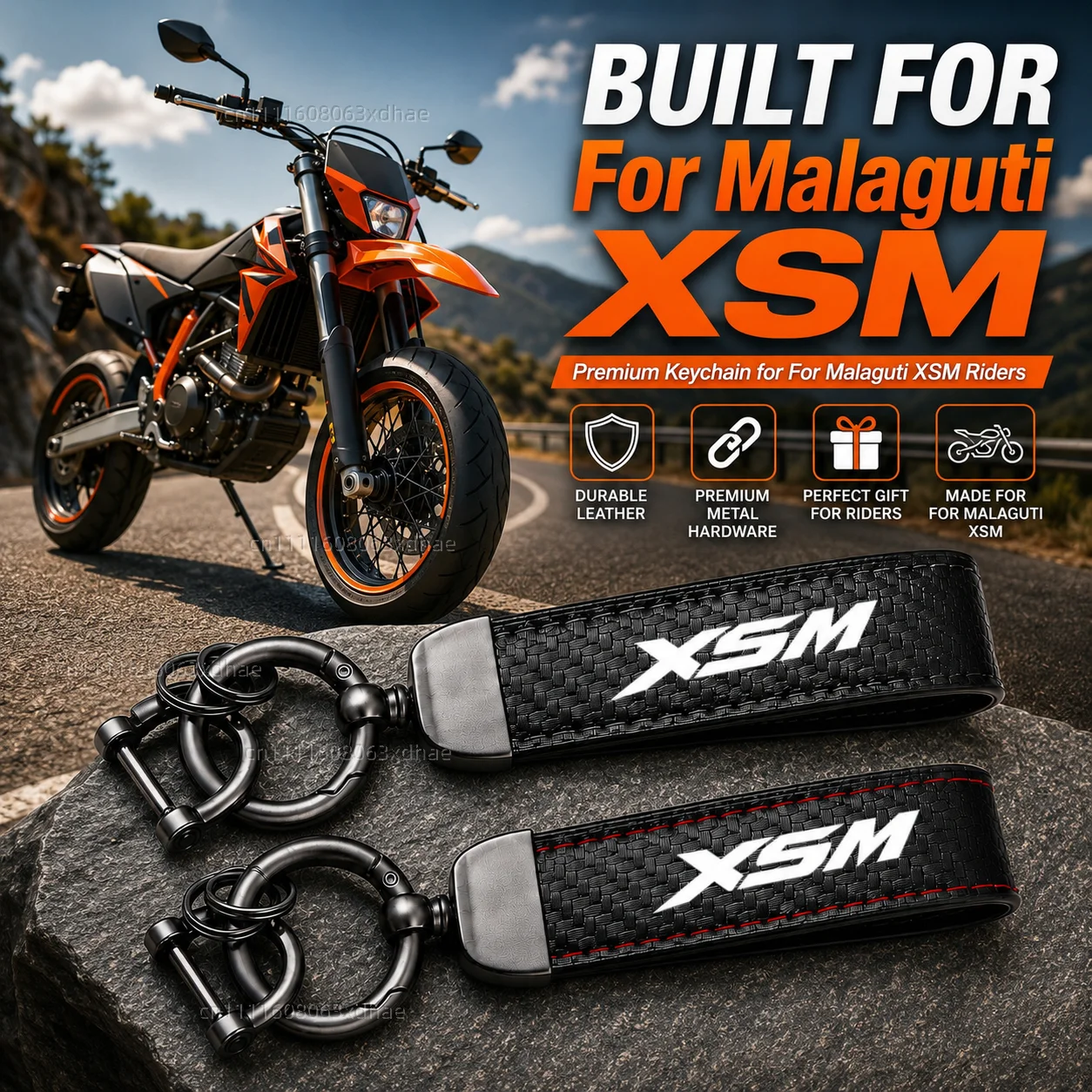 

High-Grade Leather Motorcycle Keychain Holder Keyring Accessories For Malaguti XSM 2008-2024