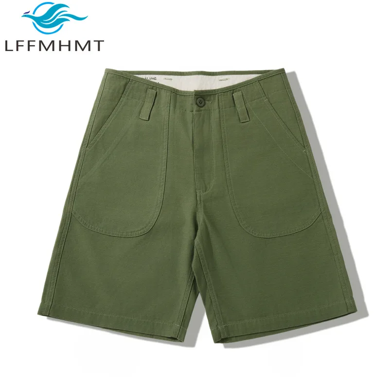 

Vintage Deck Shorts for Men Summer Fashion Satin Work Cargo Military Style Half Length Pants