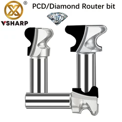 Vsharp Diamond PCD Milling Cutter Cabinet Wardrobe  Drawer Handle Panel Line Modeling Router Bit Slotting Arc Nail CNC Tool