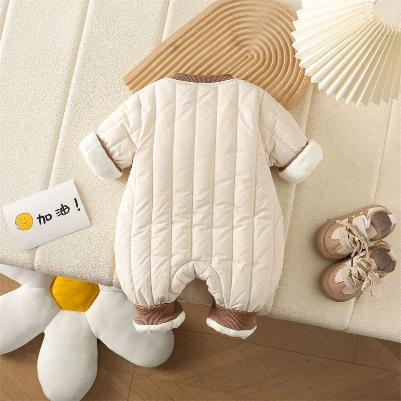 Baby Warm Jumpsuits Newborn Kids Winter Thick Plush Windproof Comfortable Overalls Infant Thermal Romper Cute 3D Dog Clothes