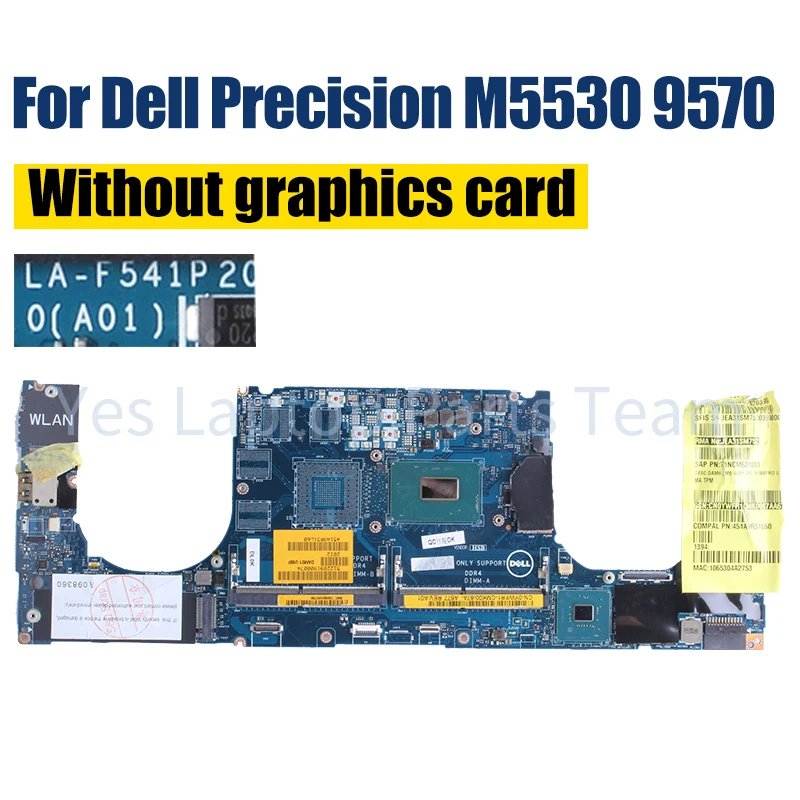 LA-F541P لأجهزة الكمبيوتر المحمول Dell Precision M5530 9570 اللوحة الرئيسية 0YYW9X 0KMYJT 09CHJ6 0YYW9X دفتر E-2176M i5 i9 اللوحة الأم 8th