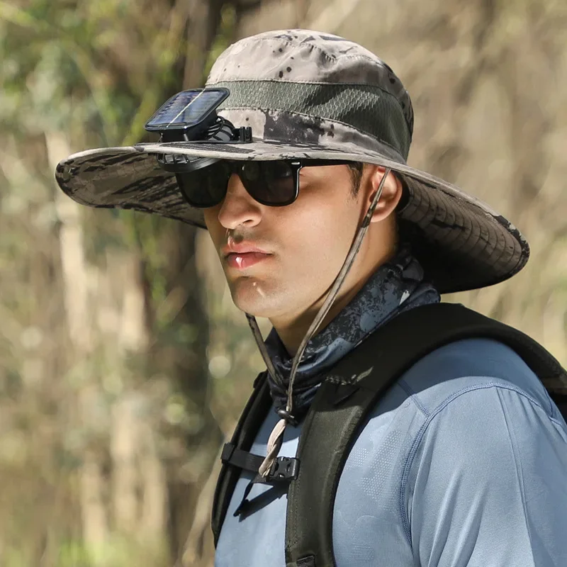 Fan hat, summer outdoor male, solar energy rechargeable, strong wind cool hat, cooling, shading, sun protection, fishing hat