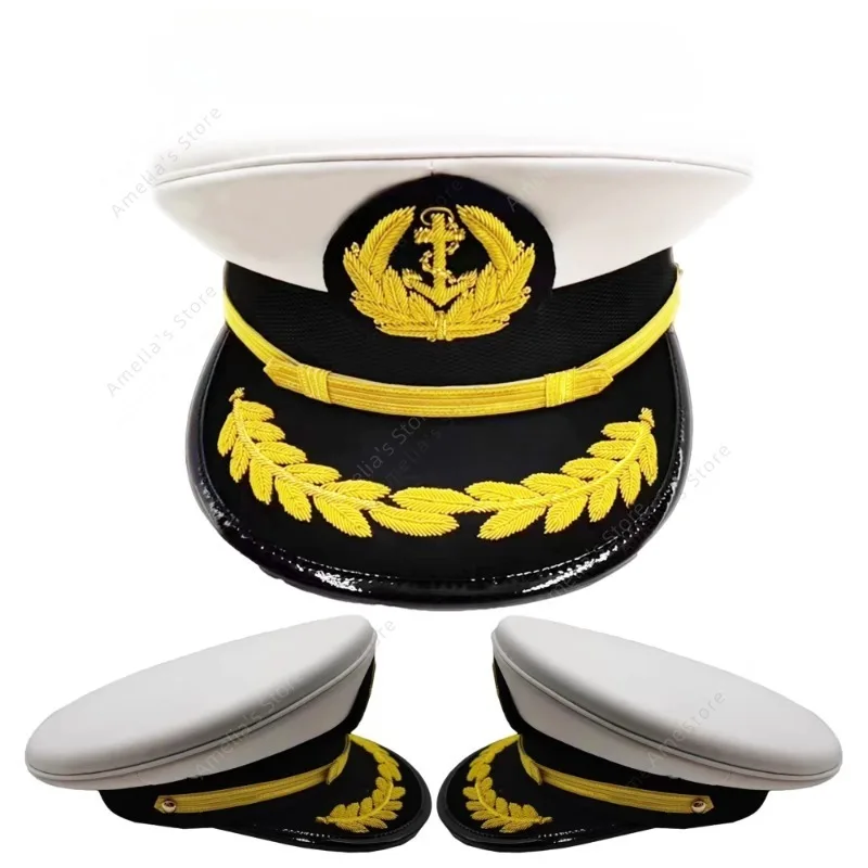 قبعة كابتن البحرية الأمريكية مطرزة معدنية لضابط البحرية قبعة خدمة قبعة أوراق البلوط الذهبية