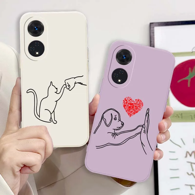 Мягкий чехол для телефона с рисунком кота для OPPO A98 A96 A94 A78 A76 A74 A72 A58 A57 A54 A53 A52 Find X5 X3 Lite