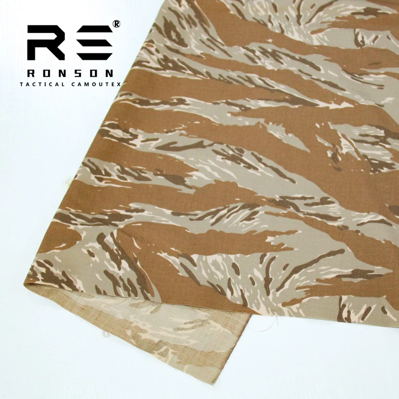 hot sale 50% Nylon 50% Cotton Ripstop fabric tiger strip desert/blue Camouflage  tactical fabric use for uniform in stock