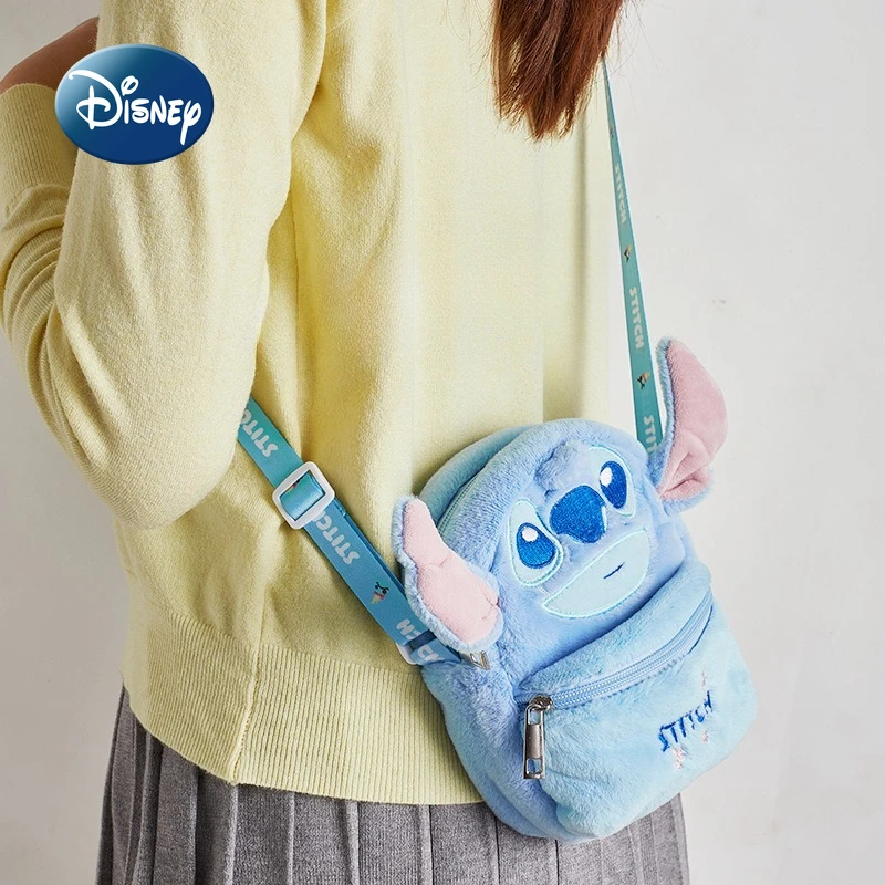 Disney Stitch nuevo bolso de hombro de felpa para niños marca de lujo Mini bolso de hombro tipo bandolera para niños bolso bonito de dibujos animados para niños