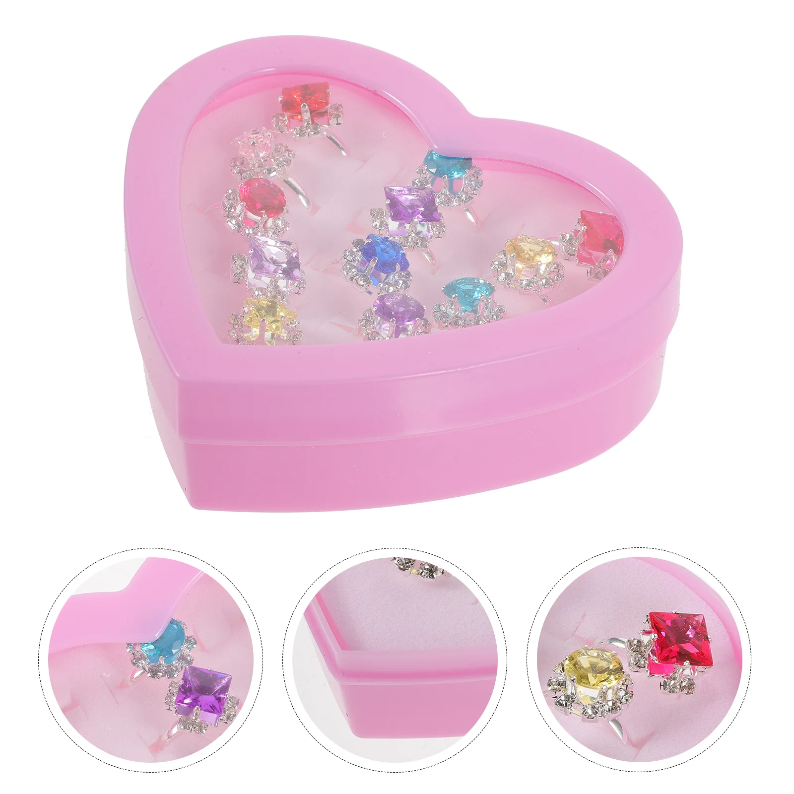 12 Pcs Kids Toys Gift Ring Child Flower Heart-shaped Diamante Beautiful Girl Boy