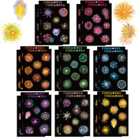 8PCS Creative Fireworks Collage Decoration Phone Cases, Water Cups, Notebook DIY Personalized Waterproof Stickers
