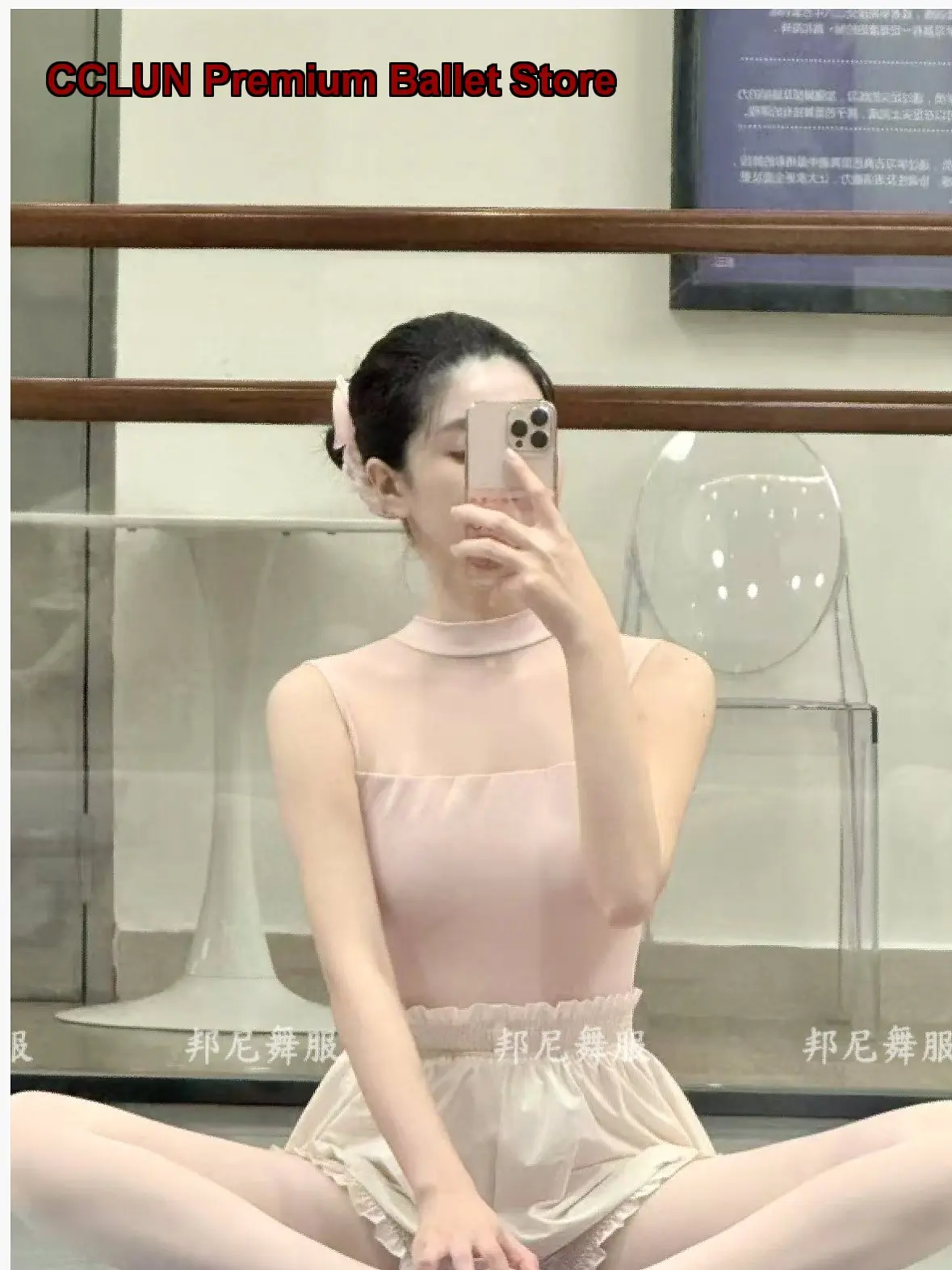 Women's Adult Ballet Leotard Stand Collar Cross Back Powder Color Practice Leotard Body Suit Art Exam Gymnastics Training