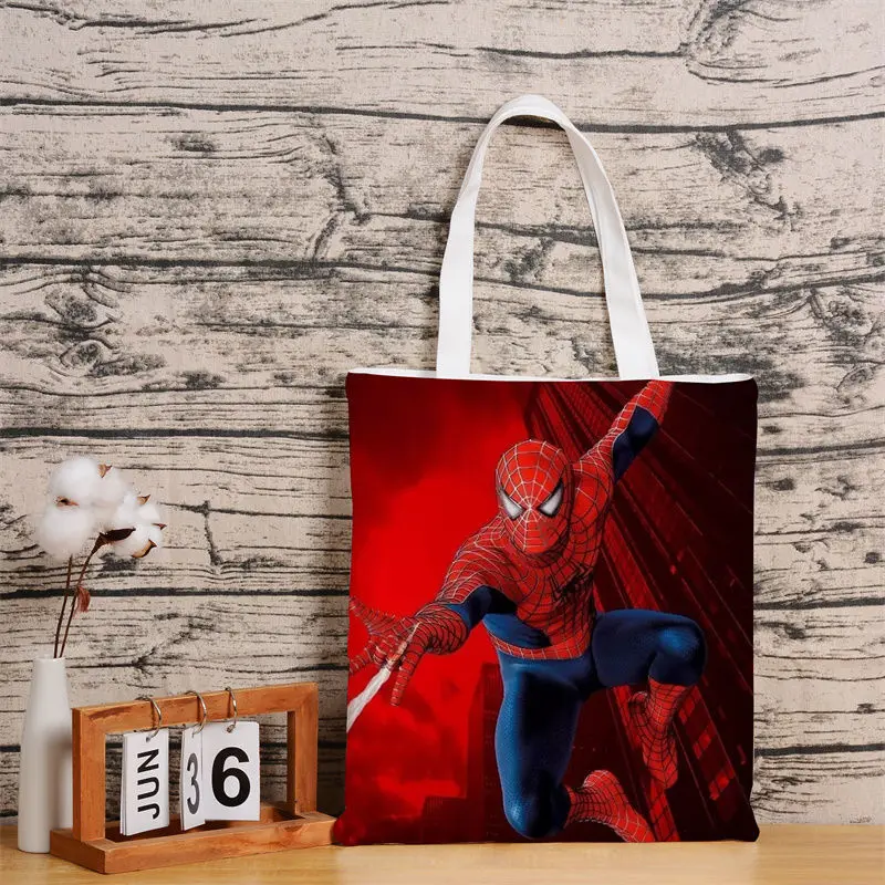 Marvel Hero Miles Spider-Man Anime perifer tas kanvas kreatif dipersonalisasi tas Tote pelajar tas bahu kapasitas besar hadiah