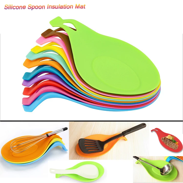 Tapete de silicona suave para cuchara, resistente al calor Mantel Individual, almohadilla de escritorio, posavasos de vidrio para bebidas, herramienta de cocina, 1 piezas