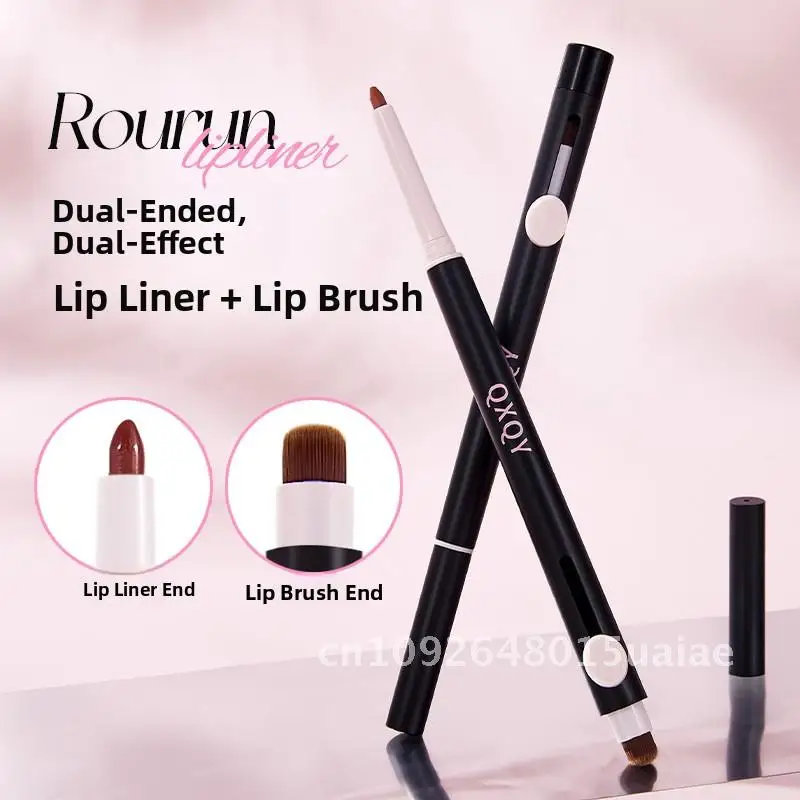 QXQY Pennello a doppia linea per labbra Nebbia morbida opaca Colore setoso Cintura per labbra Doodle Tazza non facile da attaccare Compatibile con la pelle neutra