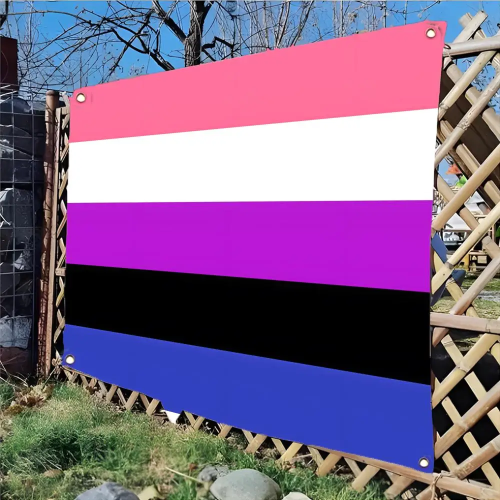 Genderfluid Pride Flags Edgeless four-ring hanging decor indoor outdoor compatible easy for hanging display