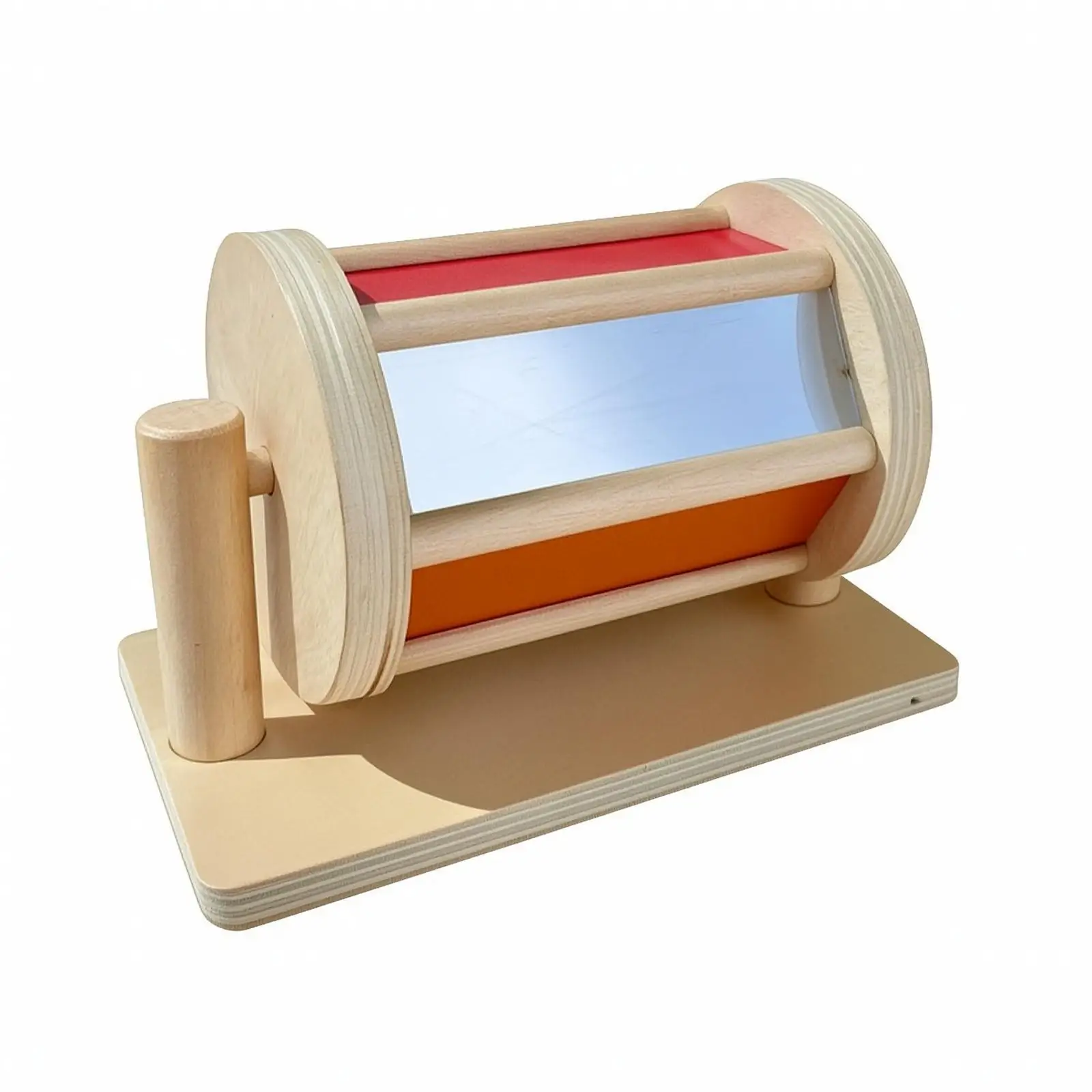 Sensory Wooden Textile Drum for Toddlers Baby Learning Toy with Rotating Cylinder for Fine Motor Skill Development Preschool