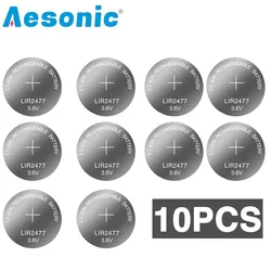 10pcs/lot 3.6V 200mAh LIR2477 Button Battery Lithium Rechargeable Battery Coin Cell for Watch Calculator Tablet Replaces CR2477