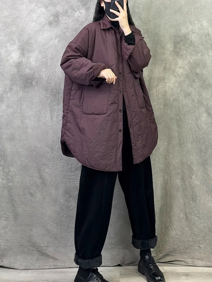 

Retro Sle Loose Fit plus Size Cotton Jaet Warm Outerwear for Autumn And Winter Versatile Comfortable Cotton Coat