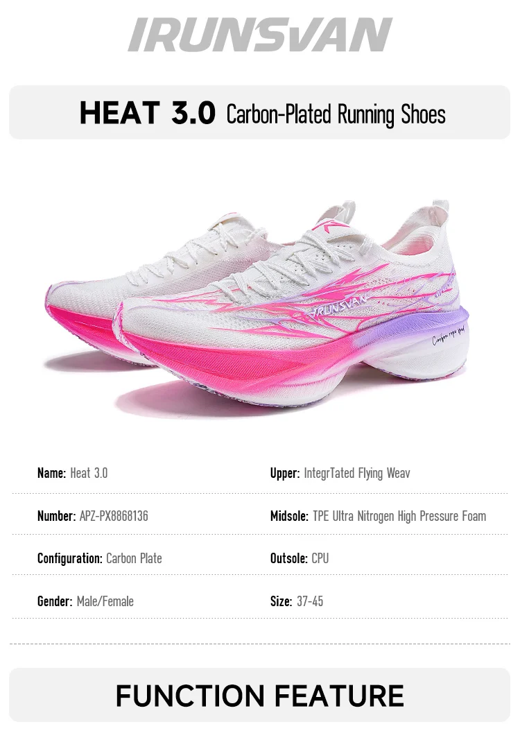 Vollflächen-Carbonplatte Laufschuhe Unisex 2025 - IRUNSVAN Läufer Geschwindigkeitstrainings-PE-Testschuhe 136 – Detail 25