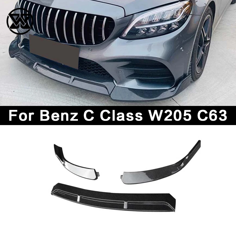 Carbon Fiber Front Bumper lip Splitter Spoiler Diffuser For Mercedes Benz C Class W205 C200 C260L 2019-2022