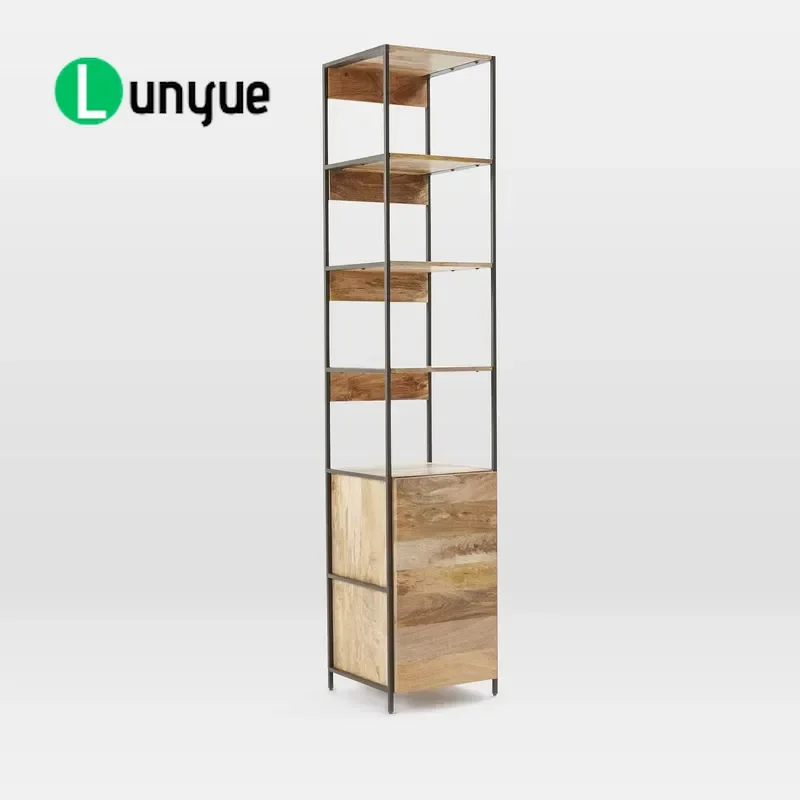 Industrial Modular Wooden Shelves Open and Enclosed Storage Rack for Living Room Furniture Home Organization Durable Space