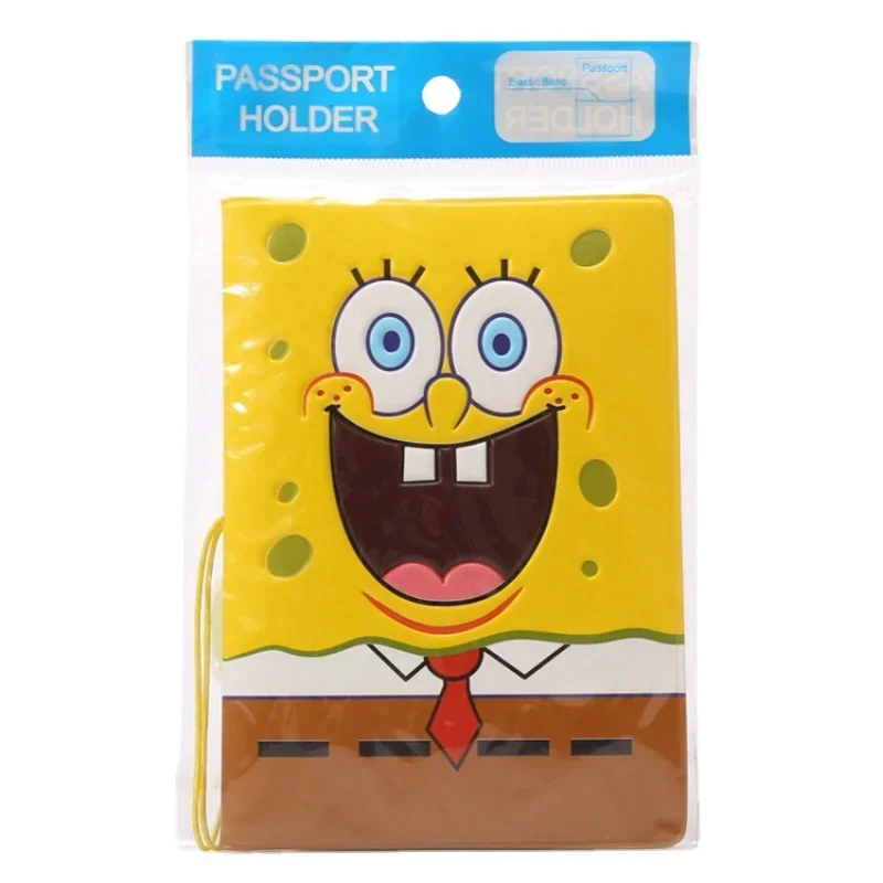 SpongeBob Passport Cover PVC Waterproof Case for Passport Wallet Travel Wallet Cover Credit Card Document Holder Protective Case