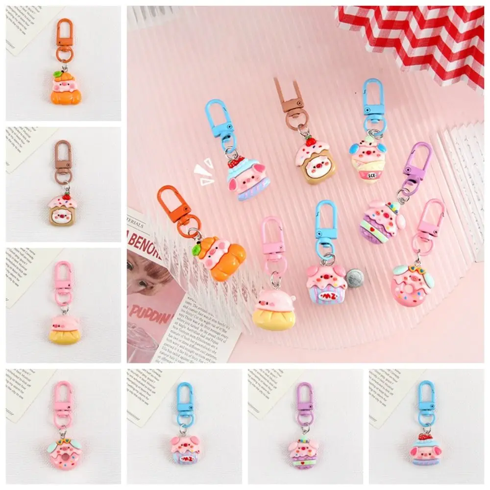 Creative Piggy Doll Keychain Resin Highly Attractive Cartoon Doll Pendant Three-dimensional Cute Patterns Pig Car Key Hanger